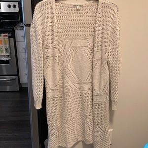 Cream Duster Open Knit Cardigan
